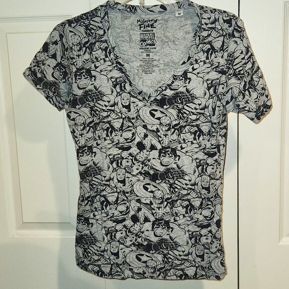 Marvel Comics V-Neck Short Sleeve Tee Shirt - Picture 1 of 8